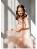 Light Pink Lace Tulle Short Flower Girl Dress